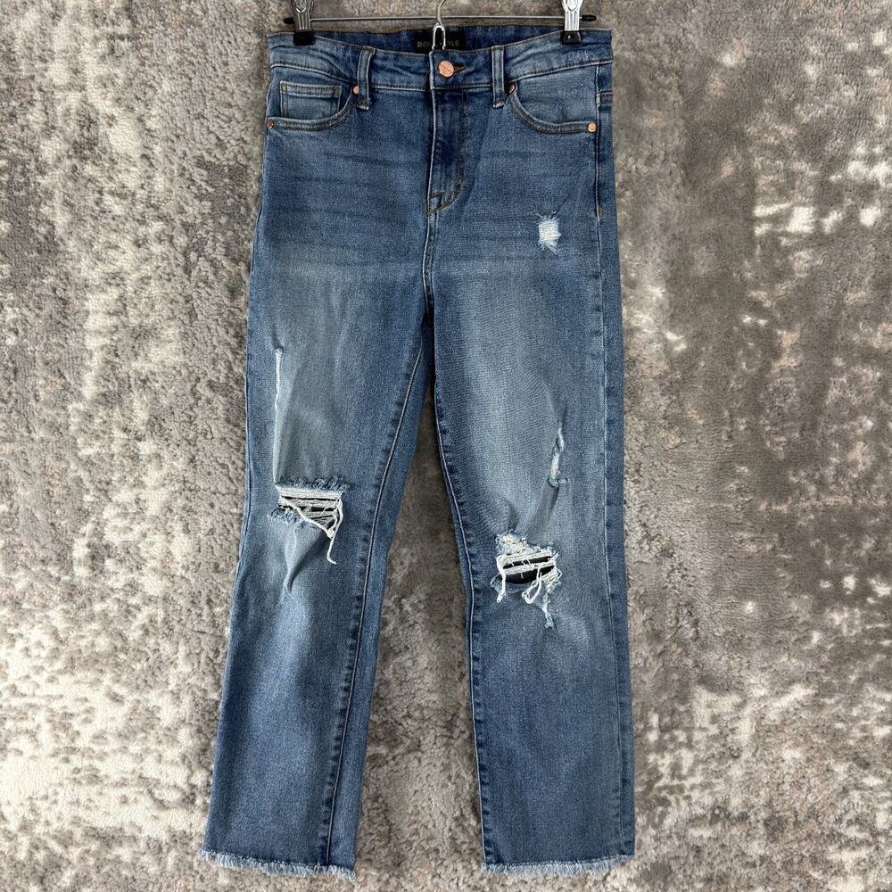 Kendall Kylie Sz 5/27 Ankle Distressed Denim Jeans Button Zip Pants Blue Casual